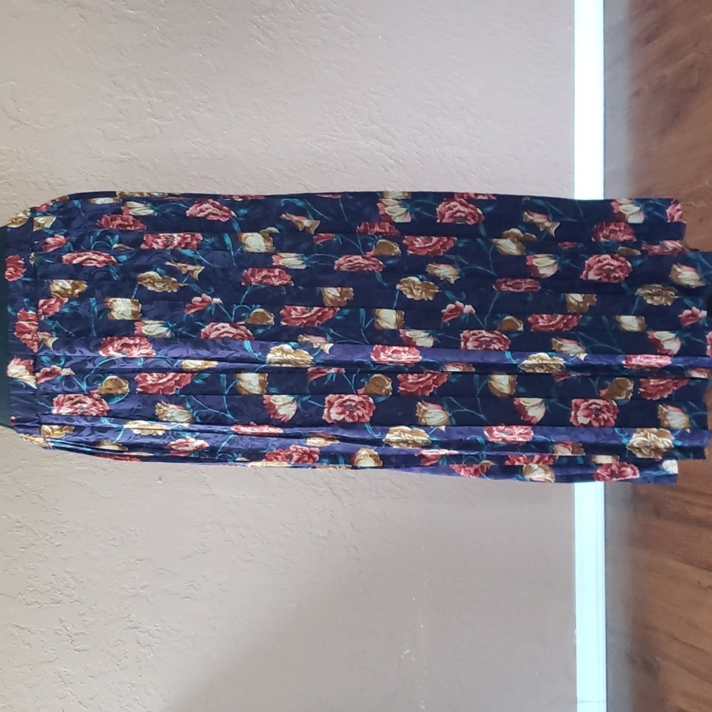 Vintage Donna Toran Pleated Floral Maxi Skirt Size Medium